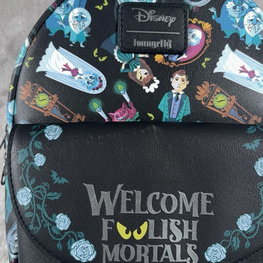 Loungefly Disney Haunted Mansion Welcome Foolish Mortals Mini Backpack Bag